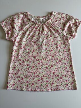 Matilda Jane Pink Floral Short Sleeve Tee with Picot Trim